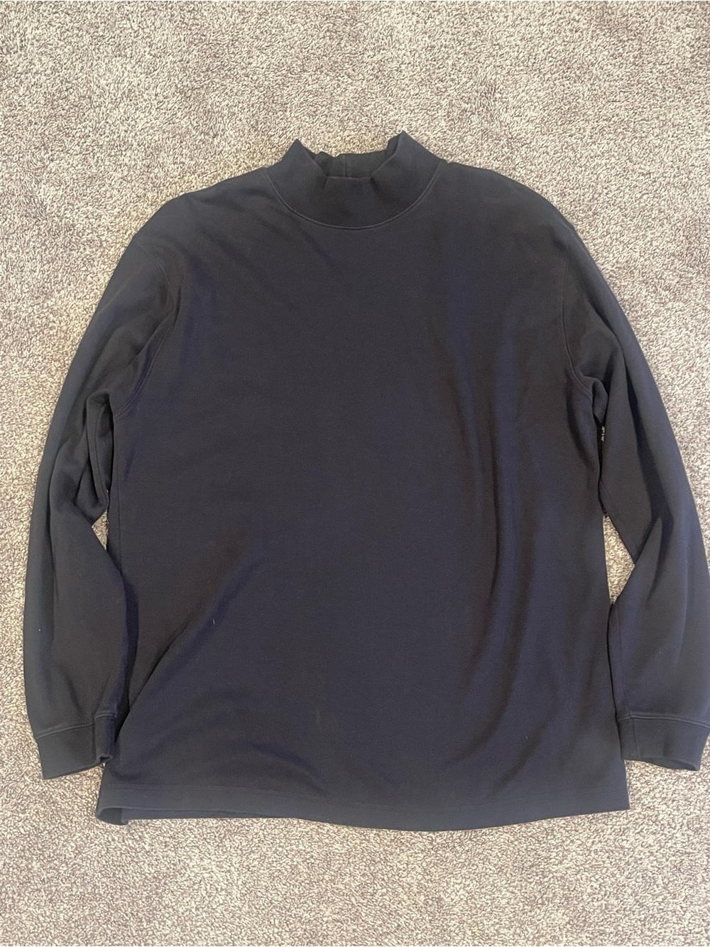 L.L.Bean Black Mock Neck Long Sleeve Shirt Men’s Large Cotton Stretch Basic